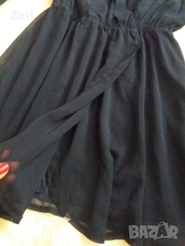 ИЗКЛЮЧИТЕЛНО КРАСИВА Тъмносиня рокля шифон с подплата, снимка 3 - Рокли - 40311052