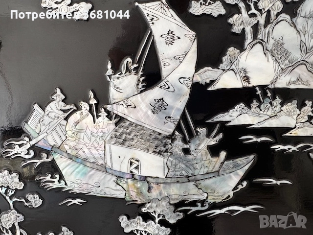 Традиционна виетнамска инкрустация със седеф върху лакирано дърво, снимка 3 - Декорация за дома - 52308534