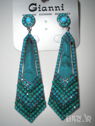 обеци ТЮРКОАЗ  дължина 8 см , снимка 1