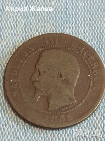 Стара монета 10 сантима 1855г. Франция Император Наполеон трети 30252, снимка 5 - Нумизматика и бонистика - 48764430