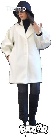 -40% Стилно дамско палто с Екстравагантен ръкав, цвят бял, снимка 3 - Палта, манта - 43860871