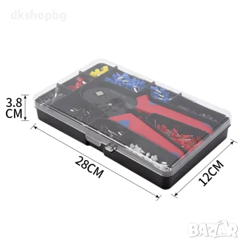4391 Инструмент за кримпване HSC8 6-4A с комплект от 1200 накрайника и прозрачна кутия за съхранение, снимка 5 - Други инструменти - 48987802
