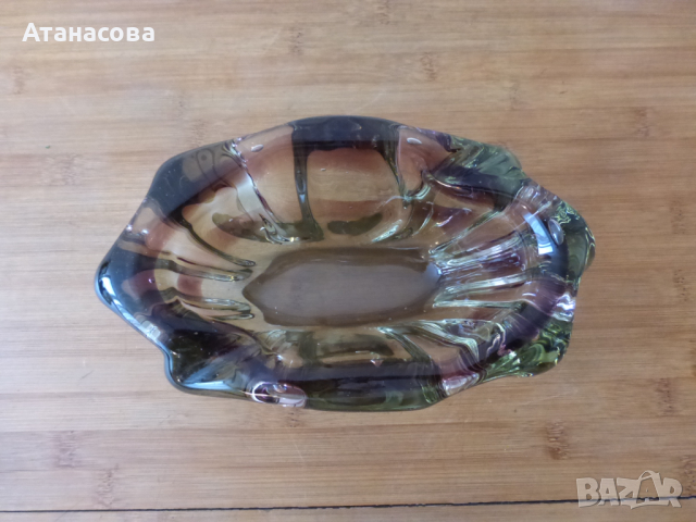 Голям стъклен пепелник Мурано 1970 г, снимка 7 - Декорация за дома - 44883627