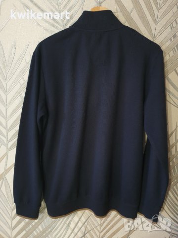 Мъжки пуловер с яка на риза, тъмно син цвят, снимка 2 - Пуловери - 32741781