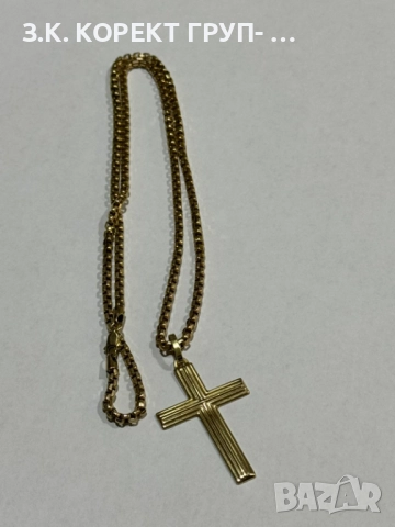 Мъжки златен синджир с кръст 14К, снимка 2 - Колиета, медальони, синджири - 52296010