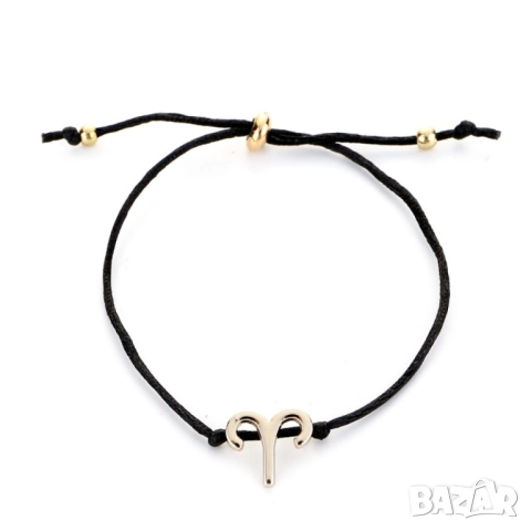Регулируема гривна с черна връв и зодиакални символи  , снимка 4 - Гривни - 51802116