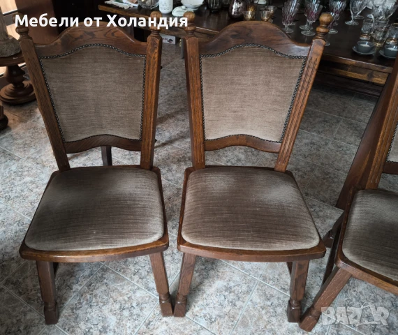 4 дъбови стола с дамаска, снимка 3 - Столове - 50999573