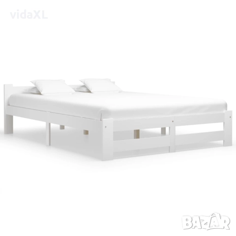 vidaXL Рамка за легло, бяла, бор масив, 140х200 см(SKU:322001​), снимка 1