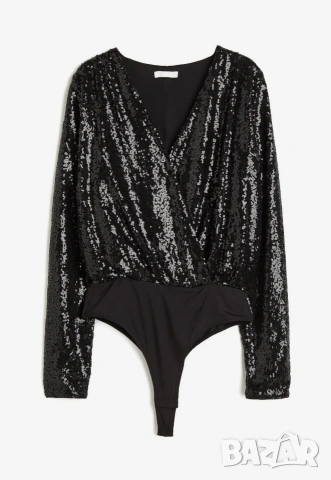 Черно боди с пайети HM