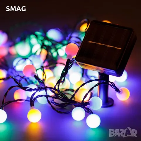 60 соларни LED топки светлини със светлинен сензор & 2 режима 6.5m - многоцветен S_1204164
