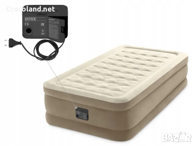 Надувен матрак Intex Ultra Plush, 99 х 191 х 46 см, вградена помпа, PVC, кадифен