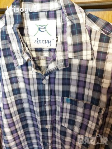 Карирана мъжка риза, размер: S, 100 % памук, снимка 2 - Ризи - 27319684