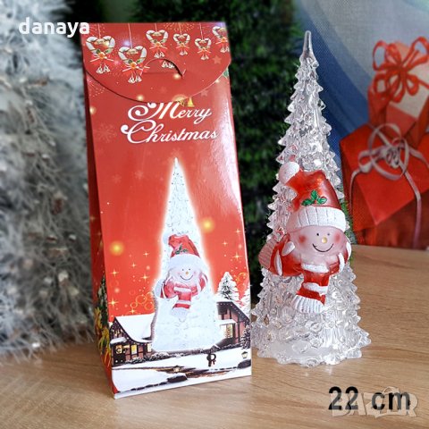 1207 Светеща коледна елхичка с Дядо Коледа или Снежко 3 размера, снимка 3 - Декорация за дома - 26744731