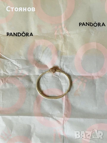 Дамска гривна Пандора / Pandora - 17 см със златно покритие, снимка 6 - Гривни - 51228616