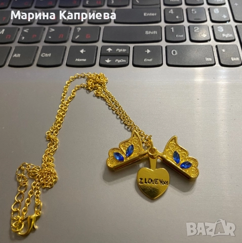 Колие отваряща се пеперуда. В наличност два цвята /К-84/, снимка 4 - Колиета, медальони, синджири - 51515658