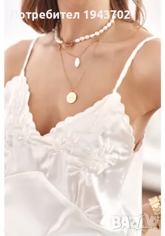 Дамски сатенен топ в цвят крем 6978, снимка 1