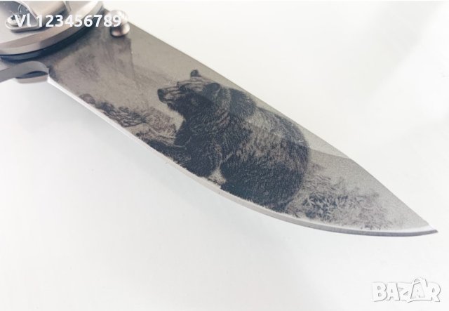 Сгъваем автоматичен нож с гравирана мечка на острието модел CM97, снимка 3 - Ножове - 40777962