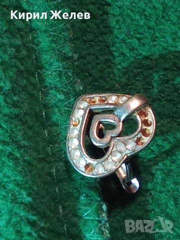 Две СЪРЦА в ЕДНО Стара СРЕБЪРНА АРТ ОБЕЦА с КРИСТАЛЧЕТА СРЕБРО 925 с АНГЛИЙСКО ЗАКОПЧАВАНЕ 40129, снимка 15 - Обеци - 42485854