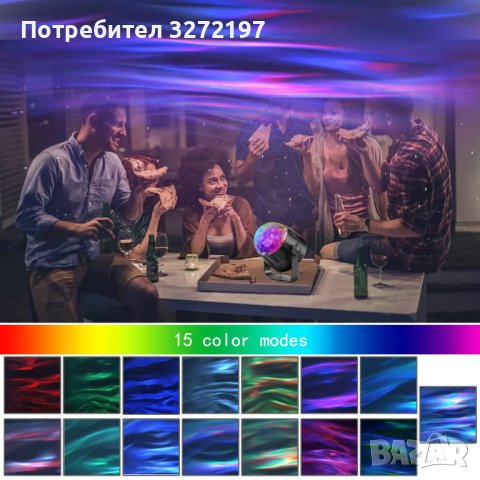 LED прожектор,15 цвята диско топка,стробираща светлина звукова активирана сцена с дистанционно упр., снимка 4 - Прожектори - 43270411