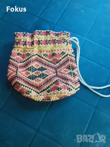 Стара възрожденска мънистена кесия портмоне носия, снимка 4 - Антикварни и старинни предмети - 53296910