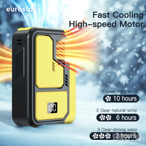 Мини вентилатор Kukiwhy, USB акумулаторен, 3 скорости, снимка 4 - Вентилатори - 52296966