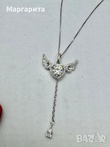 Сребърно колие с мойсанит (диамант) 1 карат, снимка 14 - Колиета, медальони, синджири - 53060728