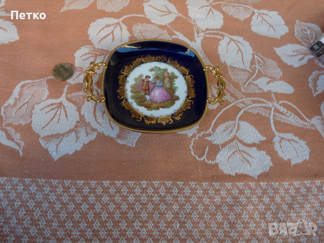 Стар рисуван порцелан LIMOGES 16 / 12 см бронзови дръжки, снимка 2 - Антикварни и старинни предмети - 53131537