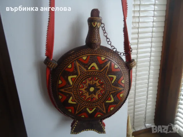 Бъклица, дървена,ръчно рисувана, шарки с пирограф, снимка 9 - Колекции - 49695912
