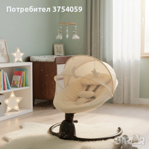 Интелигентен бебешки шезлонг с Bluetooth, дистанционно управление и автоматично люлеене, снимка 4 - За бебешки колички - 53153474