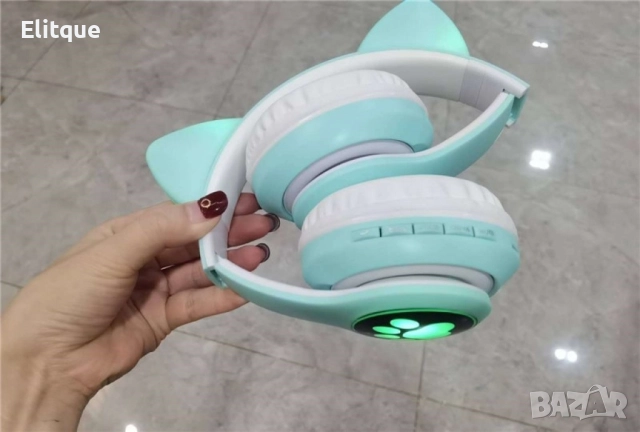 Котешки детски слушалки, Безжични, LED цветни светлини, снимка 3 - Други - 52800223