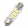 Комплект диодни крушки, 2бр., 6 SMD диода, 36ммм., 12V, бял, снимка 1