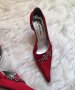 Червени сатенени обувки, снимка 2