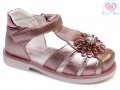 №21-№25, Розови сандали за бебе момиче WEESTEP с цвете и перличка, снимка 1 - Детски сандали и чехли - 33346113