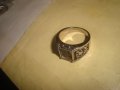СТАР СРЕБРИСТ ОРНАМЕНТИРАН АРТ ПРЪСТЕН НЕРЪЖДАЕМА СТОМАНА с ГНЕЗДО за ВГРАЖДАНЕ на КАМЪК 8568, снимка 3