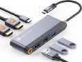 NOVOO USB-C към двоен HDMI 4K 30HZ, 100W PD, 4 USB порта, снимка 1 - Други - 43002884