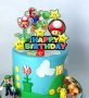 Супер Марио Super Mario цветен пластмасов топер украса табела за торта рожден ден