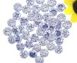 Дървени копчета кръгли Морски мотив синьо райе - 10 бр /комплект, снимка 1 - Други - 43748619