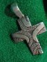 СТАР ОРНАМЕНТИРАН НАГРЪДЕН СРЕБЪРЕН КРЪСТ ОКСИДИРАНО СРЕБРО 925 с НУЖДА от ЛЕКА РЕСТАВРАЦИЯ 18723, снимка 18