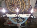 Лампа рафт-етажерща от колело на каруца, снимка 14