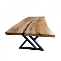 Масивна дървена трапезна маса, маса за хранене Аполон с епоксидна смола, снимка 2 - Маси - 33135605