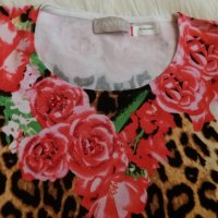 УНИКАЛНО КРАСИВА блуза в леопардов принт и червени цветя с пайети, снимка 2 - Блузи с дълъг ръкав и пуловери - 39162452
