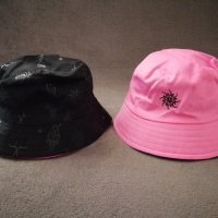 Дамска двулицева шапка идиотка в розов и черен цвят, снимка 17 - Шапки - 43675243