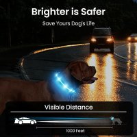 Нов Акумулаторен светещ нашийник за кучета със 7 LED цвята, снимка 5 - Други - 43198753