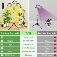 Лампа за отглеждане на растения STELS, Трипод, Таймер, 150 LED, Черен, снимка 7 - Други - 44065220
