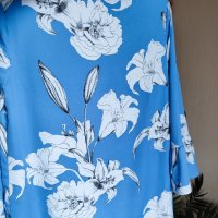 Нова синя флорална рокля , снимка 4 - Рокли - 43484989