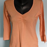 Еластична блуза с V образно деколте / оранжева блуза , снимка 2 - Корсети, бюстиета, топове - 26571805