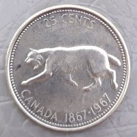 Сребърна монета 25 цента 1967 г. Канада, снимка 2 - Нумизматика и бонистика - 33338957