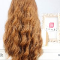 Дълга на вълни светлокестенява перука с бретон Мег, снимка 6 - Аксесоари за коса - 25816733