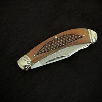 Колекционерски джобен сгъваем нож с два остриета RR Tobacco Road Bow Trapper. (RR1892), снимка 4 - Ножове - 43376800