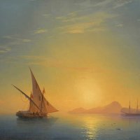 Айвазовски ”Остров Иския по залез”, морски пейзаж, картина, снимка 1 - Картини - 43159120